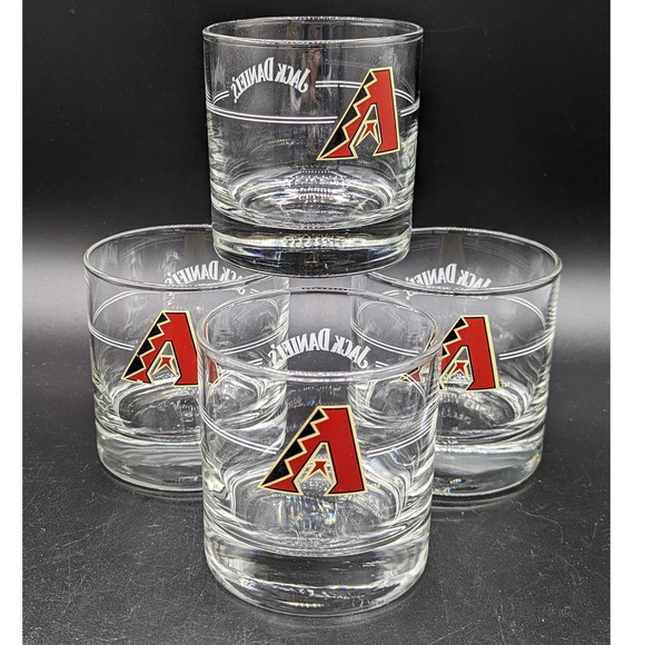 Set of 4 Arizona Diamondbacks MLB Jack Daniels Whiskey Glasses - Picture 1 of 16